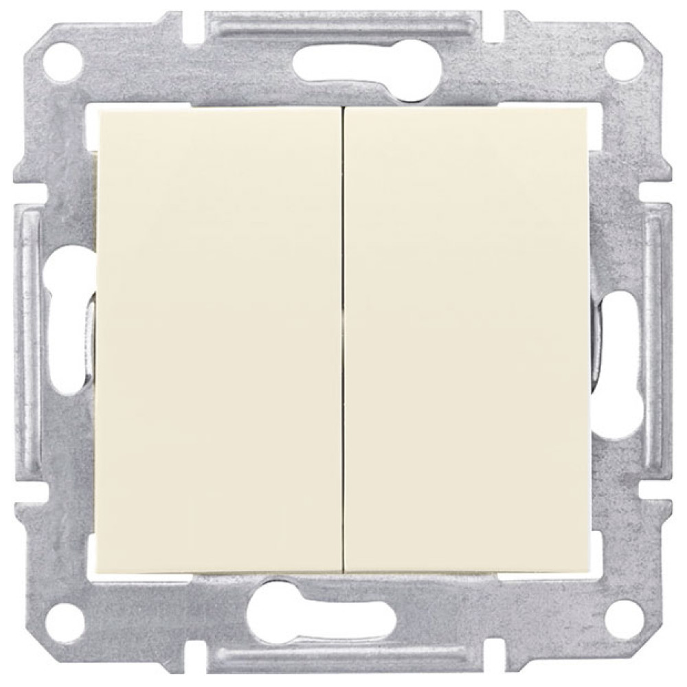 Выключатель двухклавишный проходной Schneider Electric Sedna 10А Слоновая кость SDN0600123